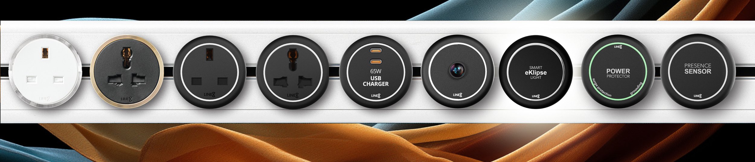 Line8 Accesssory range — modular power track system
