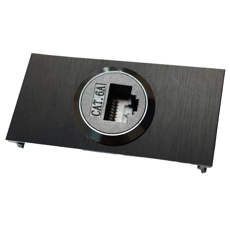 Line8 CAT6A Feed-Thru faceplate — modular power track system