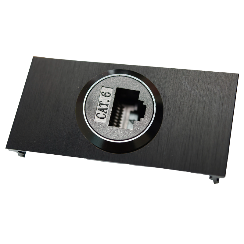 Line8 Data/Tel Feed-Thru RJ45 Faceplate — modular power track accessory