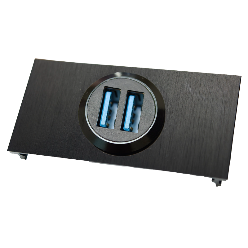 Line8 Dual USB Type-A faceplate — modular power track system