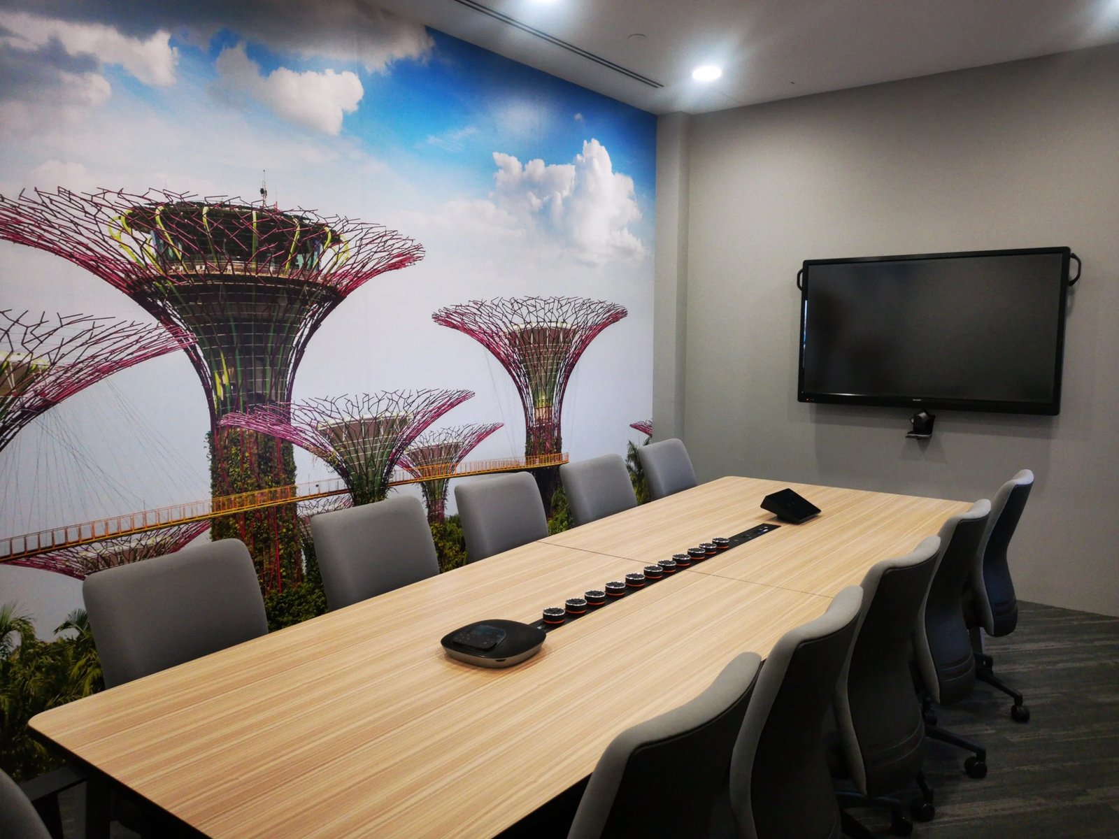 Line8 Model SL track in Black Hairline above a conference table