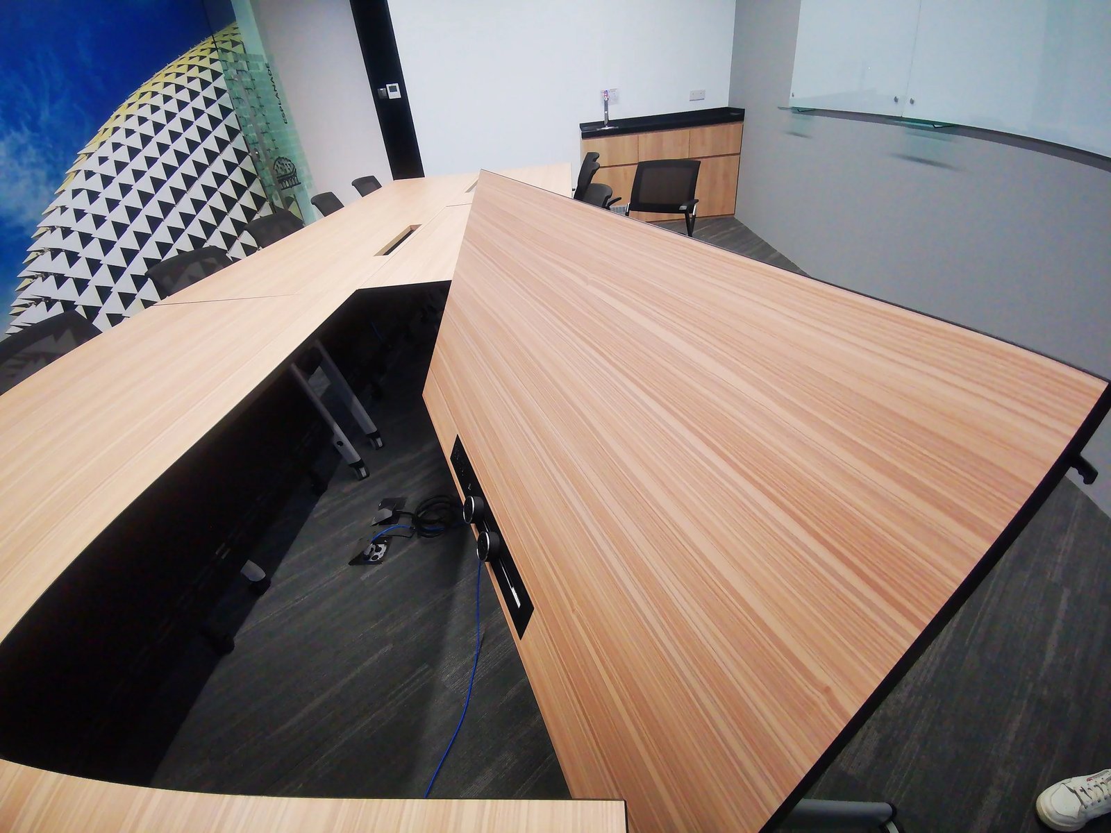 Line8 Model SL track in American Spruce above a conference table