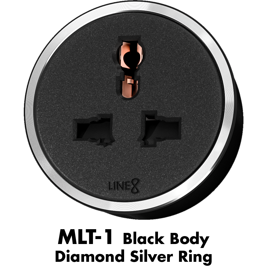 Line8 UKS-1 adaptor in Black Hairline mounted on a wall