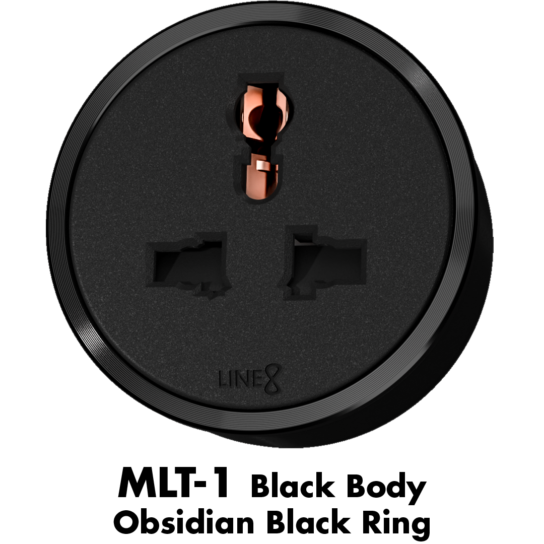 Line8 UKS-1 adaptor in Black Hairline on a flat surface