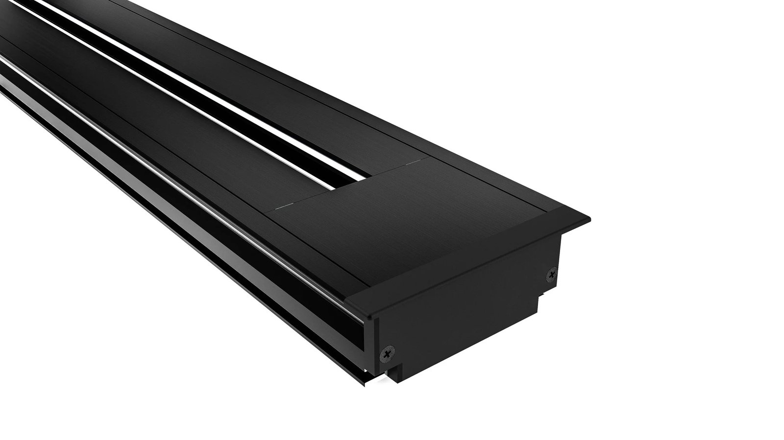 Line8 Model SL track in Black Hairline positioned for installation
