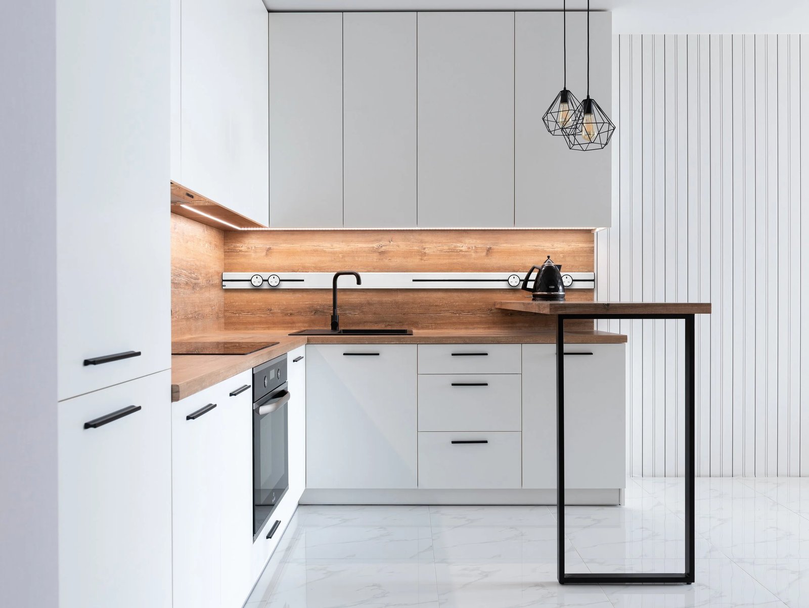 Line8 Model SL track in Black Hairline above the kitchen sink