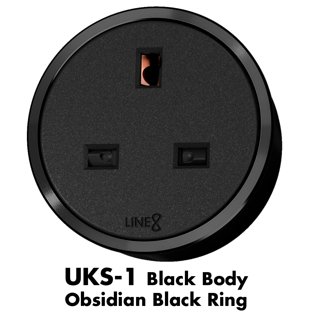 Line8 UKS-1 adaptor in Black Hairline on a flat surface