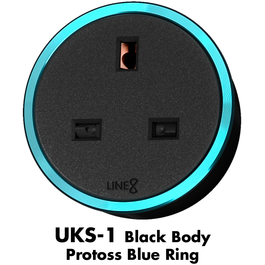 Line8 UKS-1 adaptor in a black finish, positioned on a surface for easy access