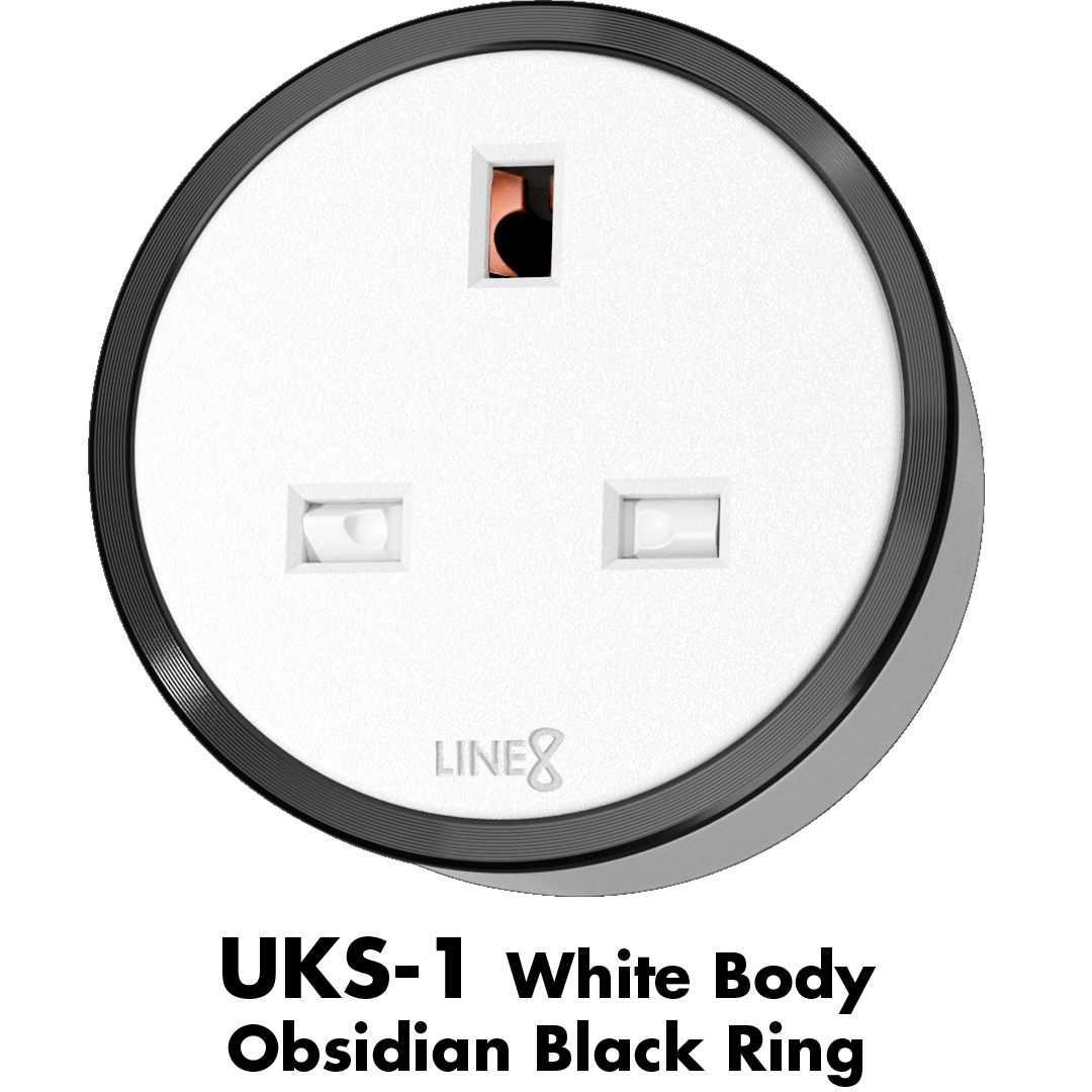 Line8 Model MLT-1 adaptor in Pearl White on a flat surface