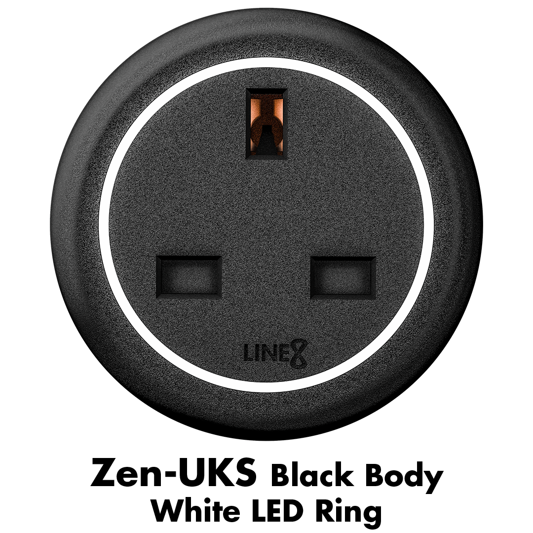 Line8 UKS-1 adaptor in Black Hairline on a flat surface