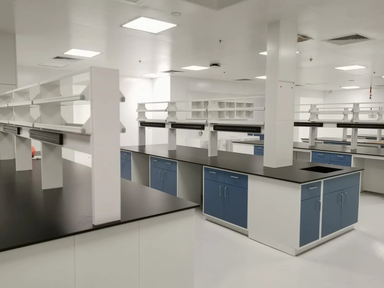 Line8 Model SL track in Black Hairline above laboratory workstations