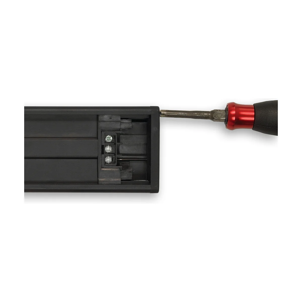 Step 3 — Unscrew the end cap on the side where the incoming wire will enter.