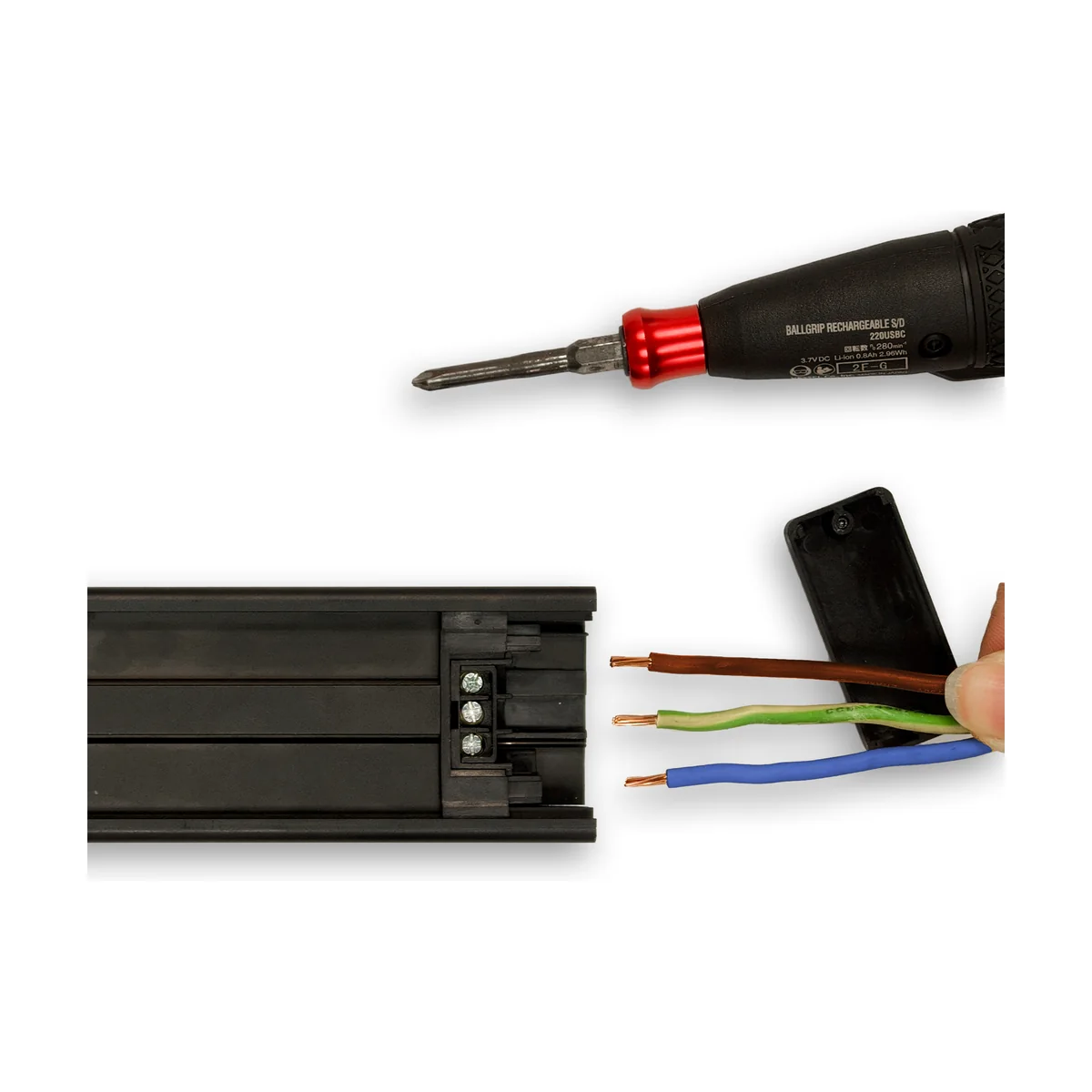 Step 5 — Strip 5mm of insulation and prepare the incoming cables.