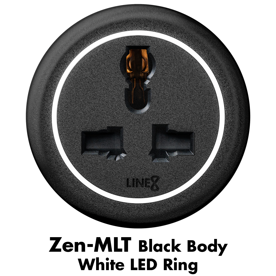 Line8 UKS-1 adaptor in Black Hairline on a flat surface